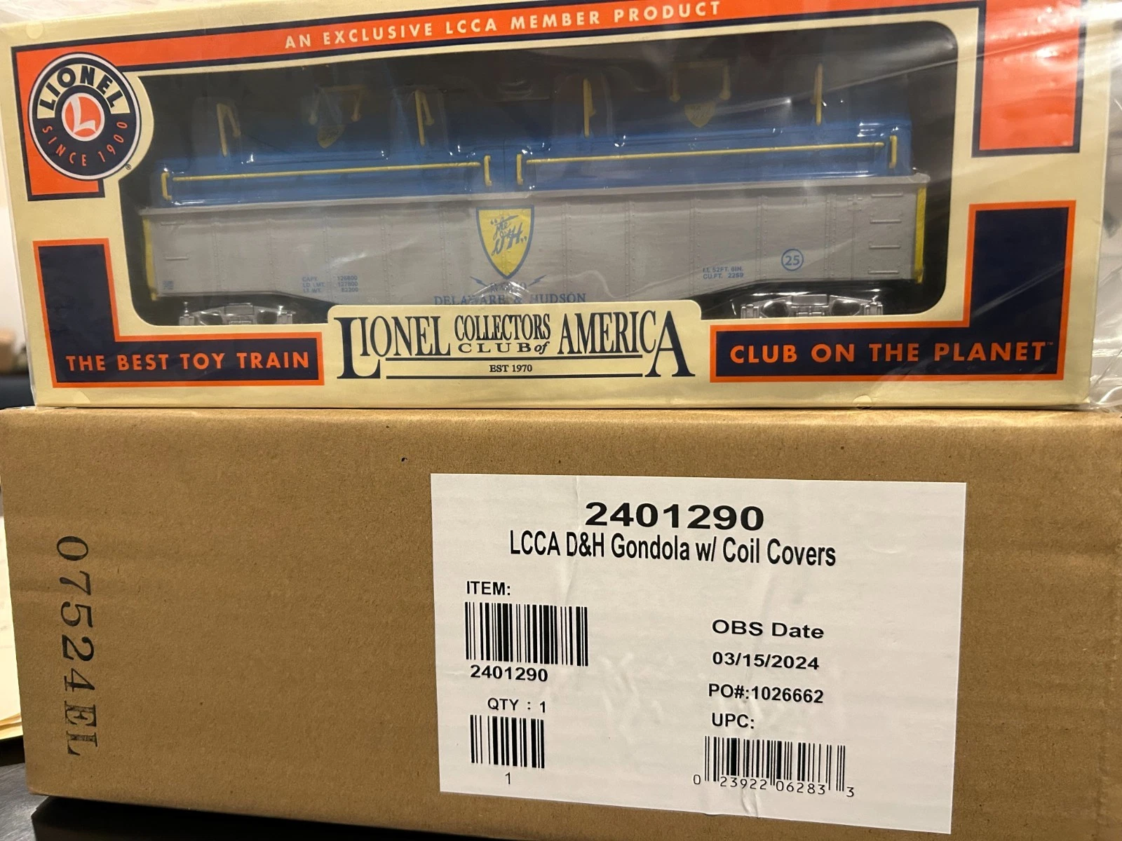 LIONEL 2401290 D&H Gondola LCCA 2025 Convention Registration Car NIB