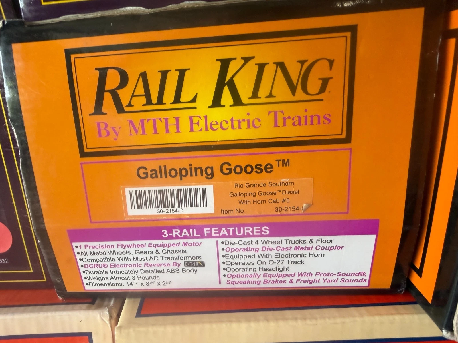 MTH 30-2154-0 Rio Grande Southern Galloping Goose w/ Horn LN/Box