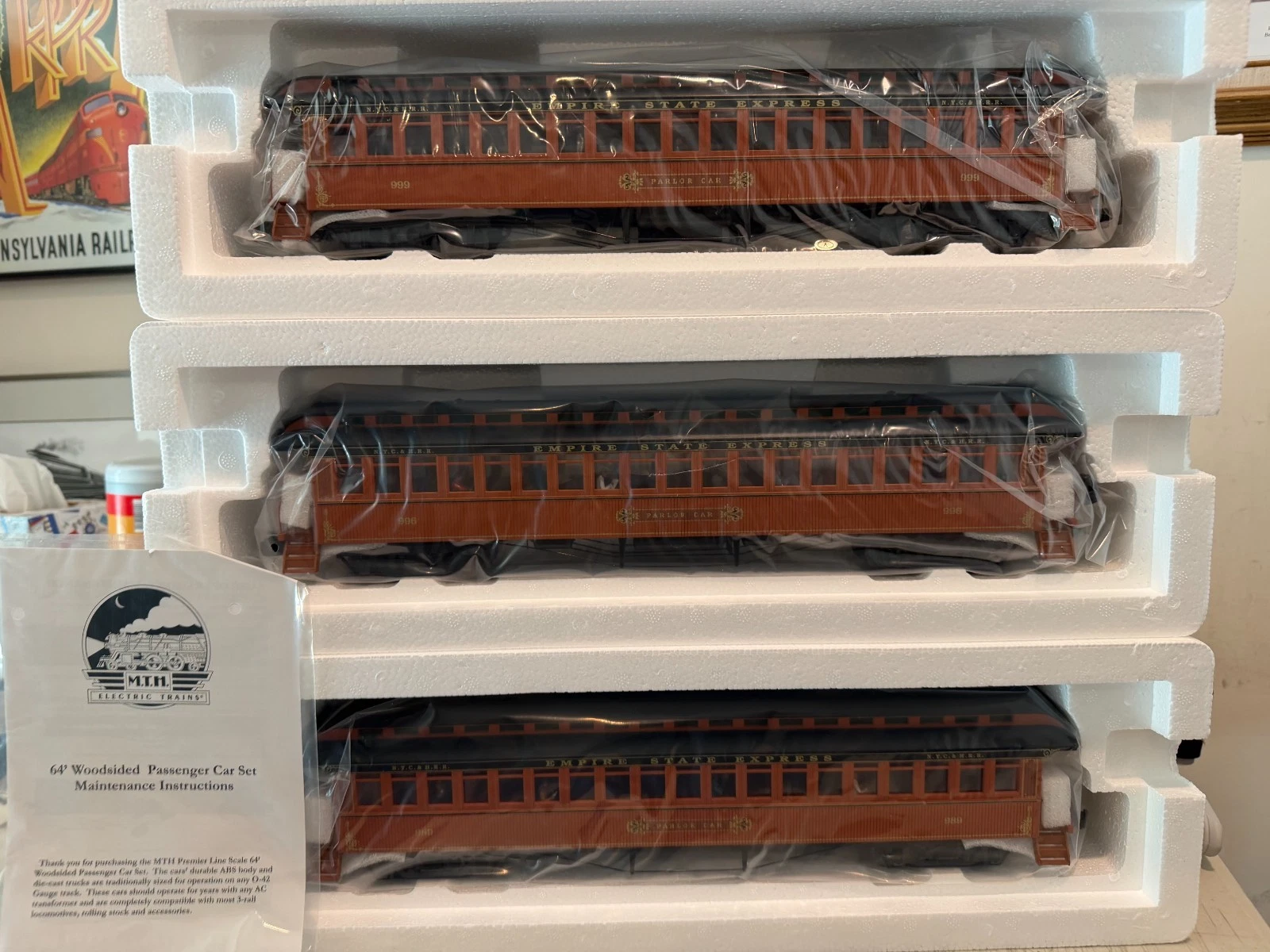 MTH 20-62001 New York Central 64' Wooden Coach 3 Car Set NIB