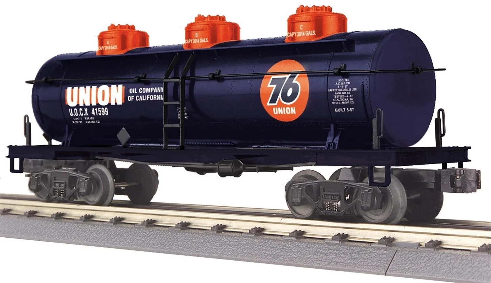 MTH RAILKING 30-73662 UNION 76 3-DOME TANK CAR #41599 NIB