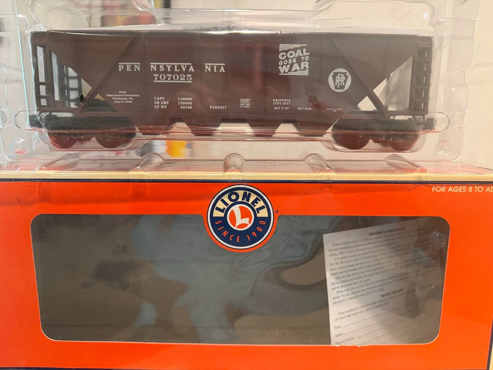Lionel 6-52267 LCCA 2002 Pennsylvania Coal Hopper NIB