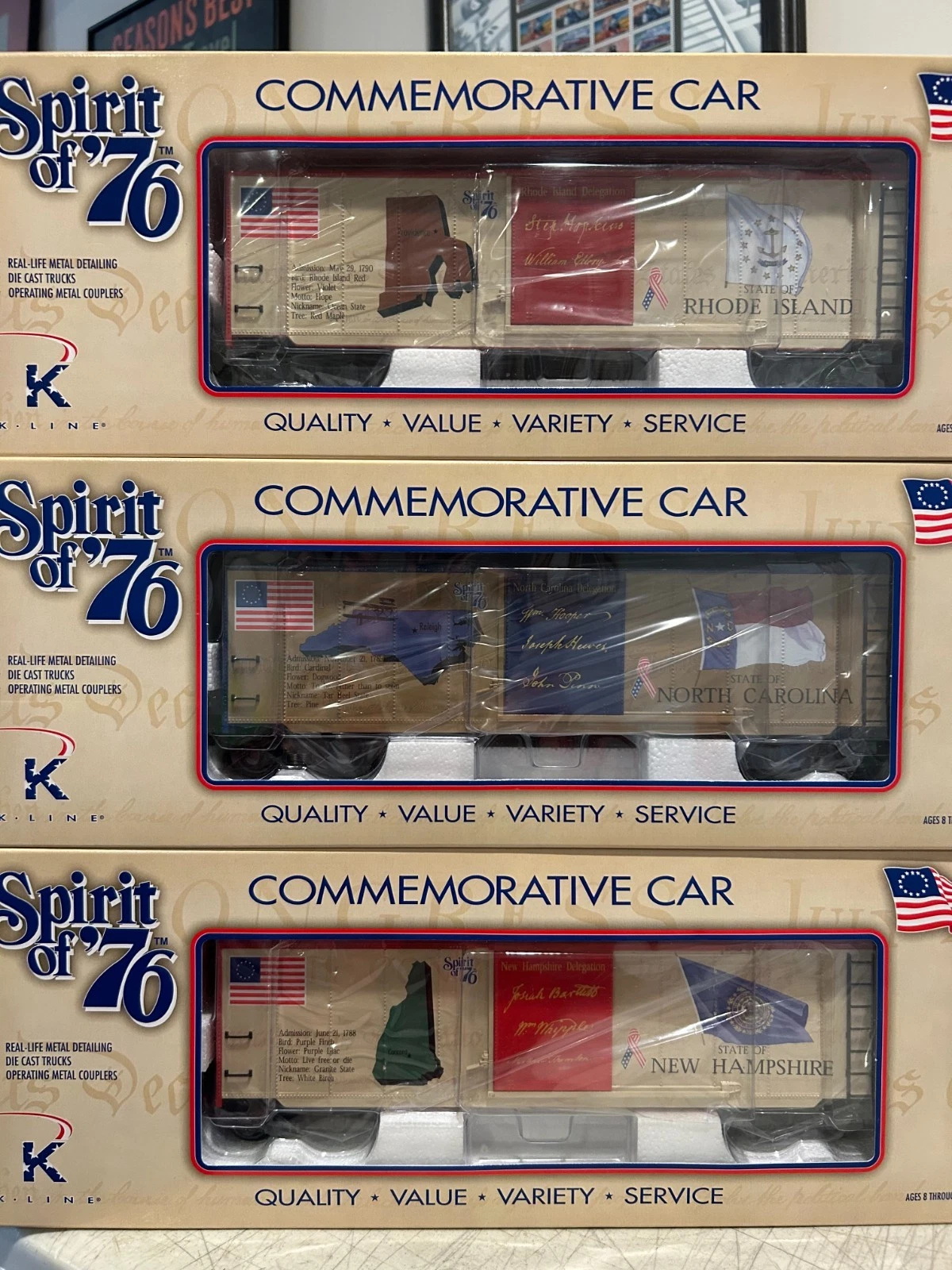 K Line K761-7604A Spirit of 76 3 Car Set #2 NIB
