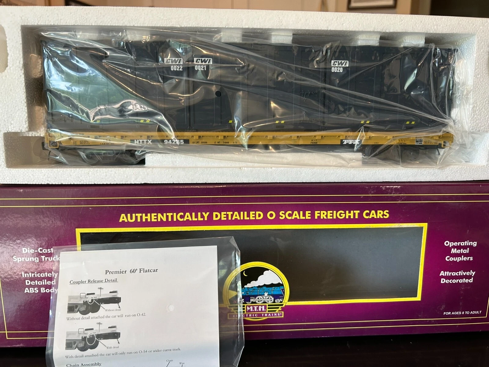 MTH 20-98635 O CWI 60' Flat Car With Trash Containers #94285